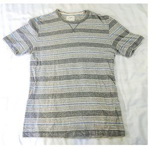 BILLY REID Men's Cotton Crewneck T-shirt, Gray White Blue Stripe, Sz. Small